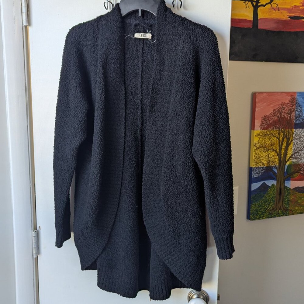 Ugg Black Fuzzy Cozy Cardigan Sweater Size Medium
